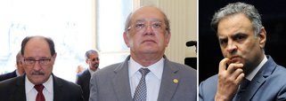 Ministro do Supremo Tribunal Federal e presidente do Tribunal Superior Eleitoral disse ser ilegal a divulgação de interceptações que não sejam úteis ao processo e chamou de "fofocagem no plano das instituições" o relatório da Polícia Federal enviado à Corte que informa que ele e o senador Aécio Neves (PSDB-MG) realizaram 46 ligações entre si, via WhatsApp, em um período de quatro meses; um dos telefonemas ocorreu no mesmo dia em que Gilmar deu uma decisão favorável ao tucano; "É um certo assanhamento, uma certa irresponsabilidade, só que feita não por ativistas, mas por gente que têm responsabilidade institucional: delegado, ministro, juiz... isso não pode se fazer. Isso é abuso de autoridade", irritou-se Gilmar Mendes, durante entrevista em Porto Alegre (RS) nesta segunda-feira 23
