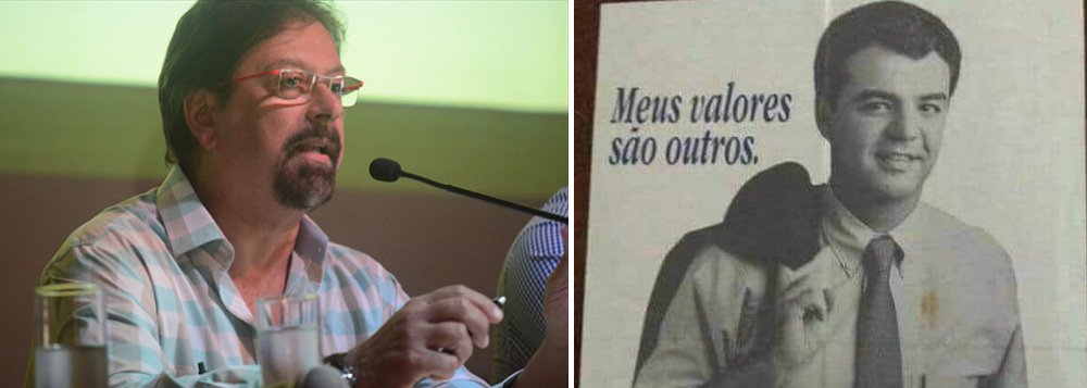 Jornalista Florestan Fernandes Júnior resgatou material de campanha de Sérgio Cabral de 1996, então candidato a prefeito do Rio de Janeiro pelo PSDB e ironizou seu slogan "Meus valores são outros"; "Valores tão altos que nem os cofres do Rio de Janeiro suportaram. Ainda bem que Serginho mudou de partido e com isso ganhou o direito de ser hóspede em uma das celas de Bangu 8. Já o ex-colega Aécio não tem o que Temer", diz Florestan 