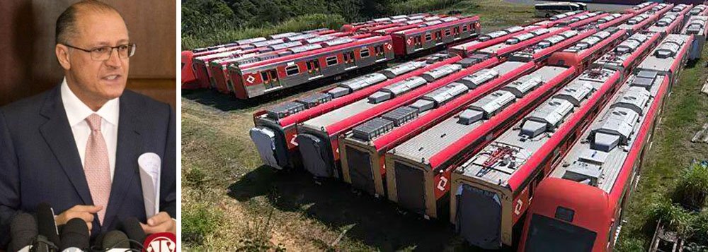 Enquanto a população de São Paulo lida com a superlotação, atrasos e falhas constantes na malha ferroviária, mais de 80 vagões novinhos (o equivalente a dez composições inteiras) estão tomando poeira, sol e chuva no meio do mato em um terreno em Hortolândia; o motivo alegado para esse cenário é um gargalo na estrutura de testes obrigatórios dos novos trens antes de entrarem em circulação na rede sob a administração do governo de Geraldo Alckmin (PSDB)