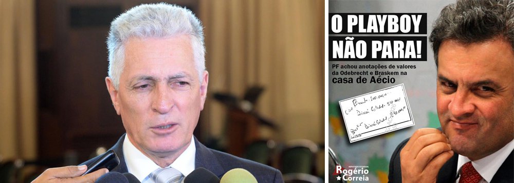 "A cada semana que passa descobrem-se novas falcatruas envolvendo o Mineirinho. Não sabemos onde isso vai parar, pois o playboy não para... Mas não estou nem um pouco surpreso com tudo o que aparece. Até porque há anos denuncio o ex-governador e agora senador, bem como seu grupo político em Minas", diz o deputado estadual Rogério Correia (PT-MG), em referência aos novos fatos envolvendo o tucano; a PF encontrou na casa do senador anotações de valores da Odebrecht e da Braskem