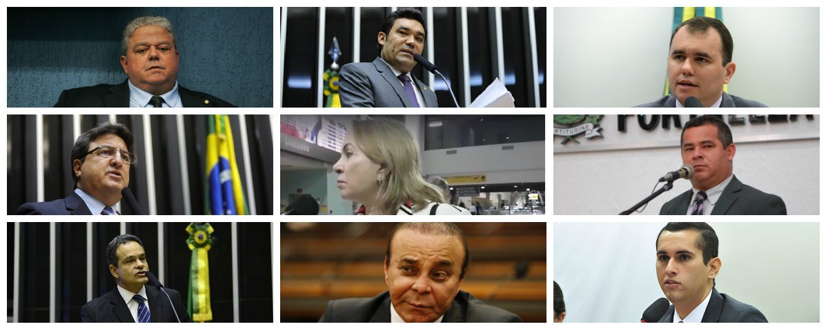 A bancada cearense de deputados federais votou divida. Dos 22 deputados federais cearenses, nove votaram a favor de Temer, dois não compareceram à votação e beneficiaram, dessa forma, a Temer e onze votaram pela investigação dos crimes de corrupção praticados por Michel Temer. Os deputados cúmplices da corrupção foram: Aníbal Gomes e Moses Rodrigues, (PMDB); Danilo Forte (PSB); Domingos Neto (PSD); Genecias Noronha (SD); Gorete Pereira (PR); Macedo e Paulo Henrique Lustosa (PP)  e Vaidon Oliveira (DEM).