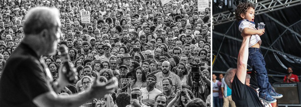 "Luiz Inácio Lula da Silva, 71 anos, conhece em Cruz das Almas, na Bahia, Luiz Inácio Lula da Silva, 2 anos e todo um futuro pela frente!", diz mensagem publicada no Twitter oficial do ex-presidente, que faz um tour pela Bahia