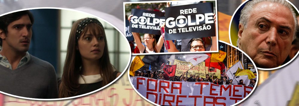 A maior fiadora do golpe parlamentar de 2016, que retirou sem comprovação de crime uma presidente legítima e honesta e pôs em seu lugar um político acusado de chefiar uma quadrilha que assaltou o Estado, a Globo segue tentando se descolar de Michel Temer; no último capítulo da série Os Dias Eram Assim, os protagonistas, Renato Góes e Sophie Charlotte, aparecerão em uma manifestação contra o governo; durante a cena, o casal pedirá eleições gerais imediatas e dirão que os tempos de hoje parecem os de antes