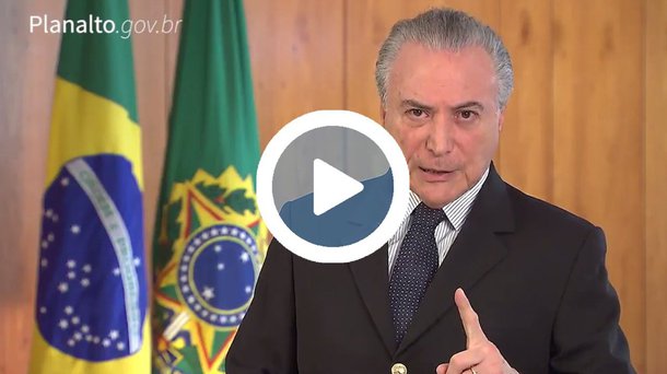 Em vídeo, Michel Temer disse que os leilões da Eletrobras, Casa da Moeda, aeroportos, entre outras estatais, "ajudarão a deixar o Brasil mais moderno e nos ajudarão a eliminar de vez a crise que tanto nos prejudicou nos últimos anos"; sem modéstia, ele também diz que a medida é "corajosa"
