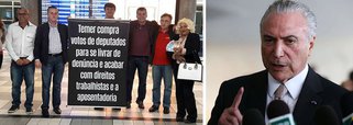 Junto com movimentos da Frente Brasil Popular, sindicalistas também denunciaram a "compra" de deputados, por meio da liberação de emendas, para salvar Temer; "A gente quer que o Temer seja afastado, e não só ele, mas toda a equipe dele, para que a gente tenha eleições diretas", afirmou o secretário-geral da CUT, João Cayres; já o vice-presidente da CUT-SP, Valdir Fernandes, o Tafarel, espera que os deputados tenham "sensibilidade" de votar a favor do prosseguimento da denúncia