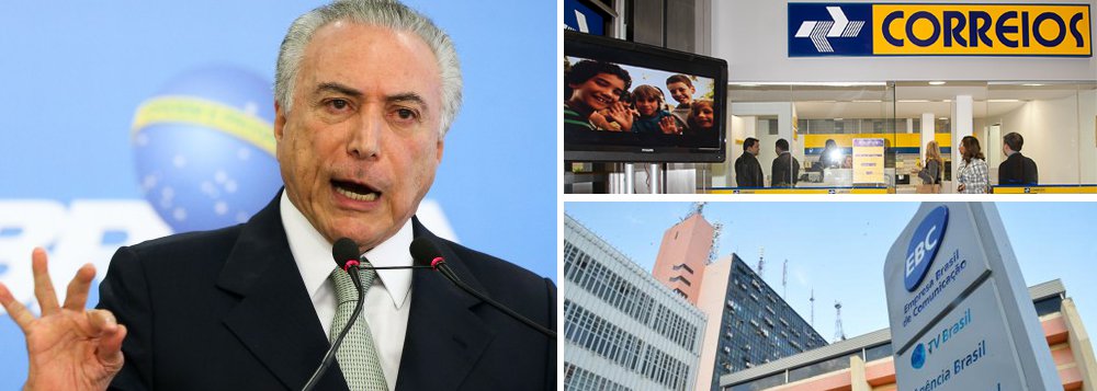 Governo de Michel Temer já mudanças no plano de saúde dos Correios; em outra frente, o Planalto enviou ao Planejamento uma proposta de Programa de Desligamento Voluntário para servidores da EBC, a Empresa Brasil de Comunicação, que cuida, entre por exemplo, da TV Brasil; quer estimular cerca de 500 dos 2.500 funcionários a pedir demissão