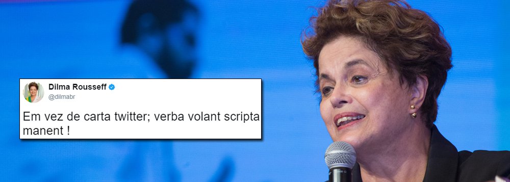 A ex-presidenta, pelo Twitter, ironizou Michel Temer com uma frase em latim, a mesma utilizada pelo peemedebista na carta que enviou à Dilma em 2015. Ignorantes, internautas xingaram a petista de "burra" justamente por terem sido eles, na verdade, que não entenderam nada e estão passando vergonha