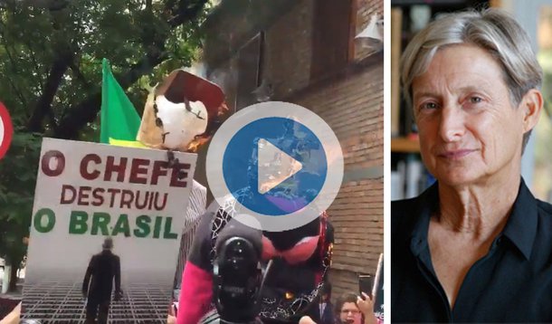 Direitistas que sequer conhecem a obra da filósofa norte-americana e que a acusam de "promoção da ideologia de gênero" foram para a porta do Sesc Pompéia, na capital paulista, para protestar contra a sua participação em um evento sobre democracia que acontece nesta terça-feira 7; assista