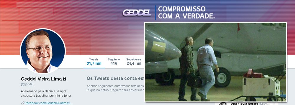 Uma frase no perfil do ex-ministro Geddel Vieira Lima no Twitter tem assustado aliados do governo no Congresso Nacional, sobretudo peemedebistas; "Geddel: compromisso com a verdade", diz a frase fixada na imagem de fundo da conta do presidente do PMDB na Bahia; quem tem o que temer receia que a frase seja uma premonição