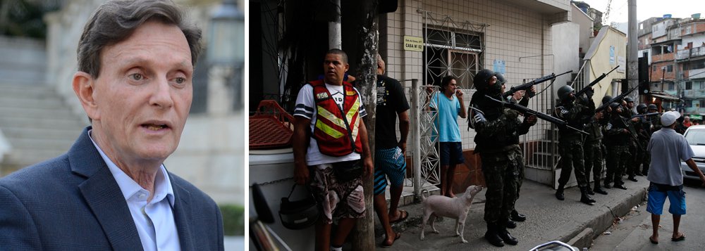 Somente após 15 horas depois do início dos confrontos que deixaram pelo menos um ferido, fecharam a estrada Lagoa-Barra e causaram intervenção de tropas federais na comunidade da Rocinha, o prefeito do Rio de Janeiro, Marcelo Crivella, se manifestou; em nota, o prefeito diz que "acompanha a situação na comunidade e expressa solidariedade e tristeza pelos moradores que estão passando por dias difíceis"