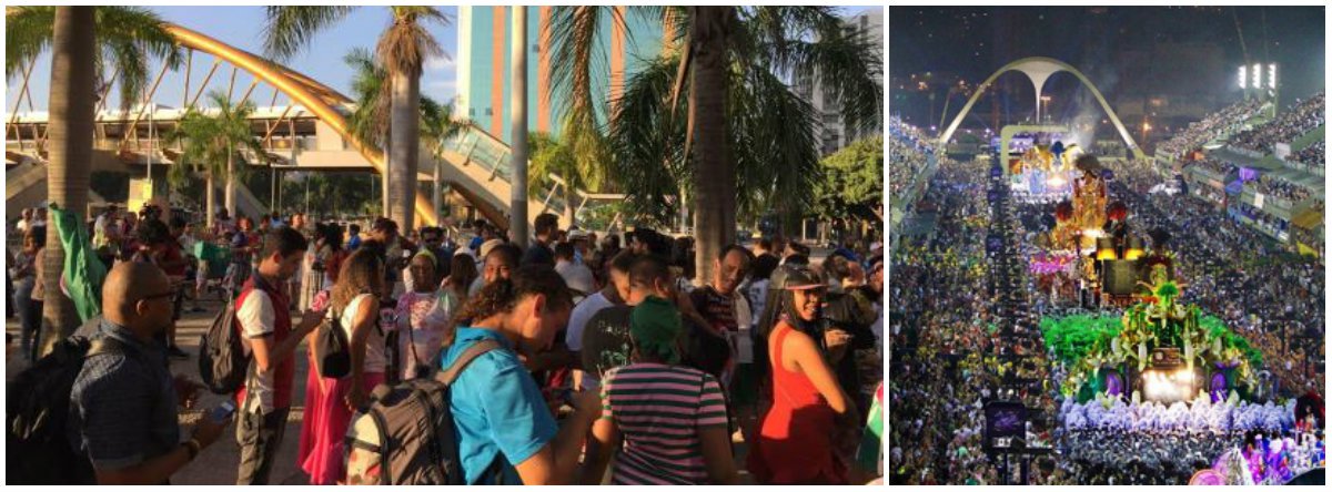 Sambistas de diversas escolas do Rio de Janeiro se reuniram em frente à sede administrativa da prefeitura, na Cidade Nova, região central da cidade, para protestar contra a decisão do prefeito Marcelo Crivella de cortar 50% da subvenção municipal às agremiações do grupo especial, que desfilam na Marquês de Sapucaí; Crivella informou que a outra parte dos recursos seria deslocada para a manutenção das creches  conveniadas ao município