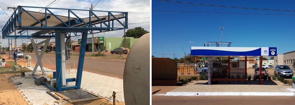 A prefeitura de Palmas entregou, na Avenida TLO-5, APM 24, no Setor Taquari, um novo modelo de ponto de ônibus coletivo, que, segundo o executivo, é tecnológico e mais confortável; o protótipo servirá para avaliação de modelos de abrigo a serem instalados na Capital; construído em estrutura metálica, com iluminação de LED, telhas isotérmicas que amenizam a temperatura e placas solares, o novo ponto terá entradas USB para carregadores de celular e conexão Wi-fi com a internet; também foram entregues 20 novos ônibus coletivos para o transporte público urbano da Capital