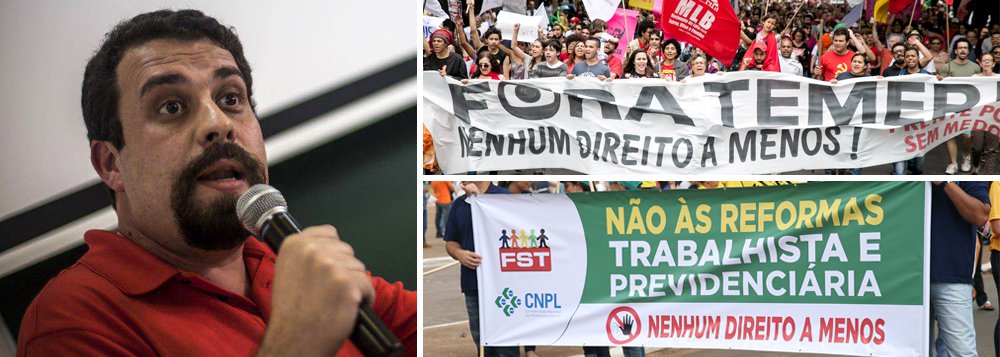Pela saída do governo Temer e suas reformas que destroem direitos, pela realização de eleições diretas que resgatem "a soberania do voto popular", e contra a "condenação política" do ex-presidente Lula, o coordenador do MTST, Guilherme Boulos, convoca a população a participar das mobilizações que ocorrerão em São Paulo, e em diversas capitais do país, nesta quinta-feira (20); "A condenação do Lula, na medida em que foi uma condenação sem provas, na medida em que, desde o princípio, o processo foi conduzido com presunção de culpa, de maneira viciada, foi uma condenação política, e não jurídica", afirmou; em São Paulo, a manifestação terá concentração às 17h, em frente ao Masp