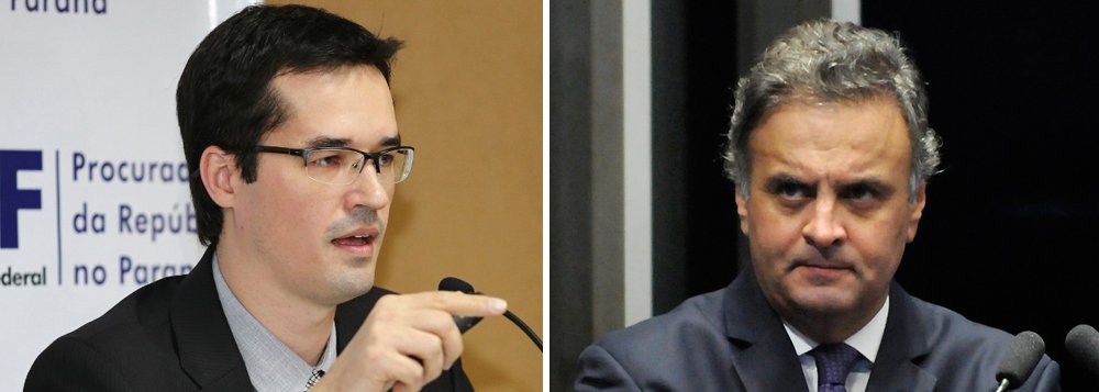 "O afastamento objetiva proteger a sociedade. Desobedecido, a solução é prender Aécio, conforme pediu o PGR Janot", publicou no Twitter o procurador Deltan Dallagnol, coordenador da força-tarefa da Lava Jato; mesmo depois da determinação do ministro do STF Edson Fachin, que negou o pedido de prisão contra o senador feito pelo procurador-geral da República, Rodrigo Janot, mas afastou Aécio do cargo, o gabinete do tucano continua funcionando normalmente no Senado; na última sexta, Janot reforçou ao Supremo o pedido de prisão do parlamentar, flagrado pela PF pedindo R$ 2 milhões para o empresário Joeslely Batista