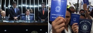 Depois de muitas horas de protesto e resistência de senadoras da oposição, que ocuparam a mesa da presidência do Senado para impedir a votação da reforma trabalhista de Michel Temer, os senadores aprovaram o texto-base da proposta, que restringe direitos históricos dos trabalhadores, por 50 votos a 26; entre as medidas de maior destaques estão o acordado entre empregados e empresários sobre o legislado, o que deixa em segundo plano os direitos previstos na legislação; ex-líder do PMDB, agora integrante da oposição, o senador Renan Calheiros discursou: "estamos vivendo o pior momento deste Senado Federal"; direitos dos trabalhadores foram retirados por um governo ilegítimo que deu um golpe