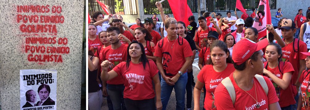 "Eunício Oliveira, senador do PMDB é um mega latifundiário brasileiro, dono de 92 imóveis rurais em Goiás e no Ceará. O ruralista, citado na Lava Jato, sob acusação de ter recebido 2 milhões da Odebrecht, também é dono de empresas de limpeza, segurança e transporte de valores, cujos contratos com a União chegam a casa das centenas de milhões. Sendo um dos políticos mais ricos do país, se elegendo com campanhas milionárias, Eunício de Oliveira não pode ser considerado um representante do Povo brasileiro, mas sim seu inimigo", diz nota do Levante Popular da Juventude, do MST e do Movimento dos Atingidos por Barragens