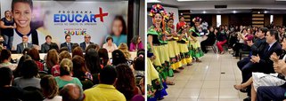 O prefeito Edivaldo lançou o programa "Educar Mais: Juntos no Direito de Aprender", que entre outras ações e projetos vai implantar o Sistema Municipal de Avaliação de São Luís, fortalecer os programas da formação continuada e atualizar a proposta curricular da rede municipal de ensino; prefeito Edivaldo destacou que ele consiste em um novo sistema de avaliação da rede pública municipal, com metas definidas e que vai permitir acompanhar, de forma individual, cada aluno