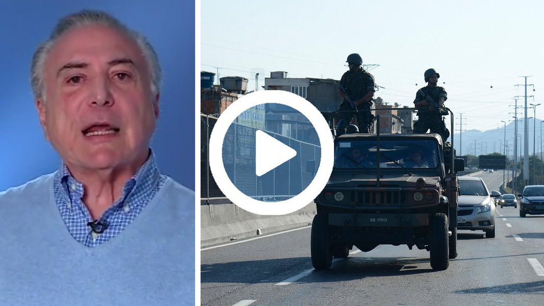 Para Michel Temer, o envio de tropas das Forças Armadas para o Rio de Janeiro está amparada pela lei, de modo a obter a chamada "garantia da lei e da ordem"; de acordo com o peemedebista, o uso das tropas servirá para garantir a "integridade da população, preservar a ordem pública e garantir o funcionamento das instituições".