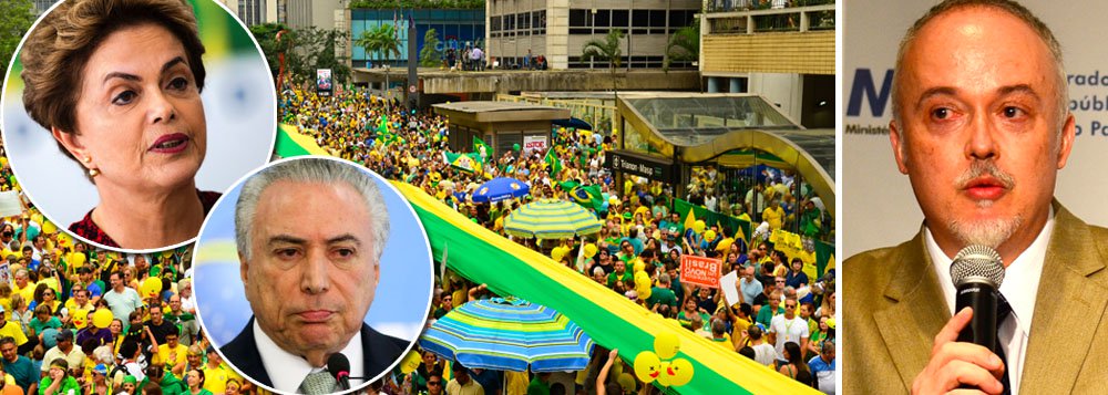 O procurador Carlos Fernando Lima, um dos integrantes da força-tarefa da Lava Jato, constatou que a motivação de muitas pessoas que apoiavam a operação era apenas derrubar a presidente Dilma Rousseff, e não o fim da corrupção; "Infelizmente muitas pessoas que apoiavam a investigação só queriam o fim do governo Dilma e não o fim da corrupção. Agora que Temer conseguiu com liberação de verbas, cargos e perdão de dívidas ganhar apoio do Congresso, o seu partido deseja acabar com as suas investigações. Mas, mesmo com todas as articulações do governo e de seus aliados, as investigações vão continuar por todo país", escreveu; curiosamente, o Brasil trocou uma presidente reconhecidamente honesta pelo primeiro ocupante da presidência acusado de corrupção em toda a história do Brasil