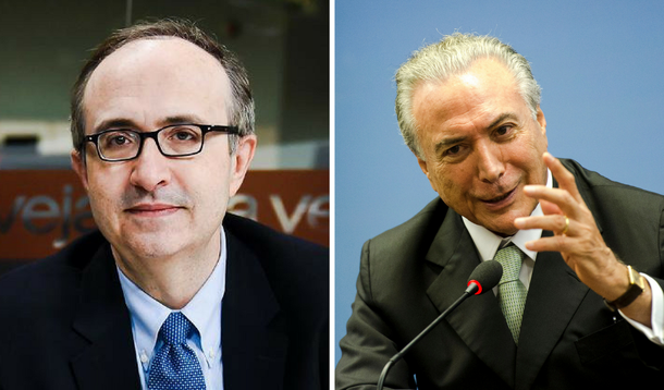 Reinaldo Azevedo “entrevistou” Michel Temer na noite de 2ª feira, dia 3, em seu programa na BandNews FM; apesar do escândalo da prisão de seu ex-ministro Geddel Vieira Lima, amigo pessoal do peemedebista há mais de 30 anos, o jornalista não fez qualquer pergunta sobre o caso; Temer falou por 5 minutos e meio, sem comentar a prisão de seu braço direito