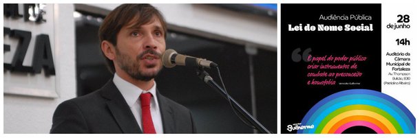Por iniciativa do vereador Guilherme Sampaio (PT), a Câmara Municipal de Fortaleza promove, nesta próxima quarta-feira (28), uma audiência pública para debater a regulamentação da Lei do Nome Social. A Lei Nº 10.558, aprovada em 2016, pela Câmara Municipal garante o direito à adoção do nome social no âmbito do Município de Fortaleza