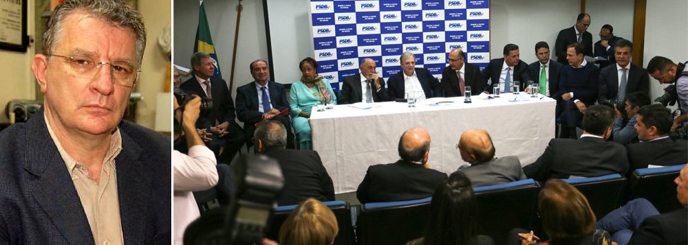 O professor da Escola de Sociologia e Política Aldo Fornazieri afirma que o PSDB é um partido que se decompôs, tanto nos seus princípios morais fundantes, quanto em suas finalidades éticas; "O que o eleitorado não parece aceitar é a desfaçatez da enganação. Foi isto que o PSDB tentou fazer: passar-se por honesto sendo corrupto. Agora é o principal sustentáculo de um governo cujo presidente chefia uma perigosa organização criminosa, segundo as denúncias que se avolumam na imprensa. Se amanhã o PSDB sair desse lodo, não o fará movido pelos altos princípios e pelos nobres fins, mas pelo oportunismo de que se constitui a sua alma", afirma