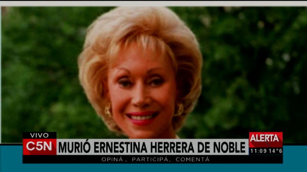Diretora do jornal Clarín, forte opositora do governo de Cristina Kirchner, morreu aos 94 anos em Buenos Aires; Ernestina de Noble ganhou notoriedade por ser a primeira mulher a dirigir um grande grupo de mídia latinoamericano e por suposto rapto de filhos de desaparecidos políticos durante a ditadura argentina nos anos 1970 e 1980