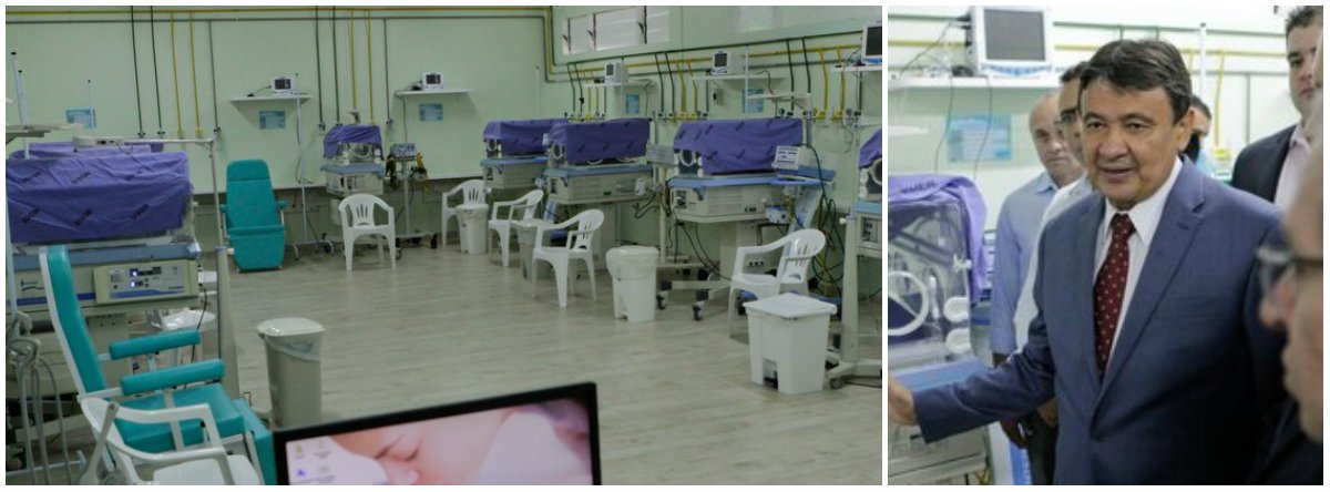 O governador Wellington Dias inaugurou 10 leitos de Unidade de Terapia Intensiva Neonatal (UTI neonatal) na Maternidade Dona Evangelina Rosa; com a ampliação, a maternidade passa a ter 30 leitos de UTI neonatal, além de 34 leitos de cuidados intermediários para atender os bebês prematuros que necessitam de cuidados especiais; foram investidos R$ 638 mil na implantação dos 10 leitos de UTI neonatal; para a melhoria do atendimento materno-infantil, o executivo investirá ainda na construção da Maternidade de Referência do Piauí, em Teresina; a obra está orçada em mais de R$ 83 milhões e aguarda a assinatura da ordem de serviço