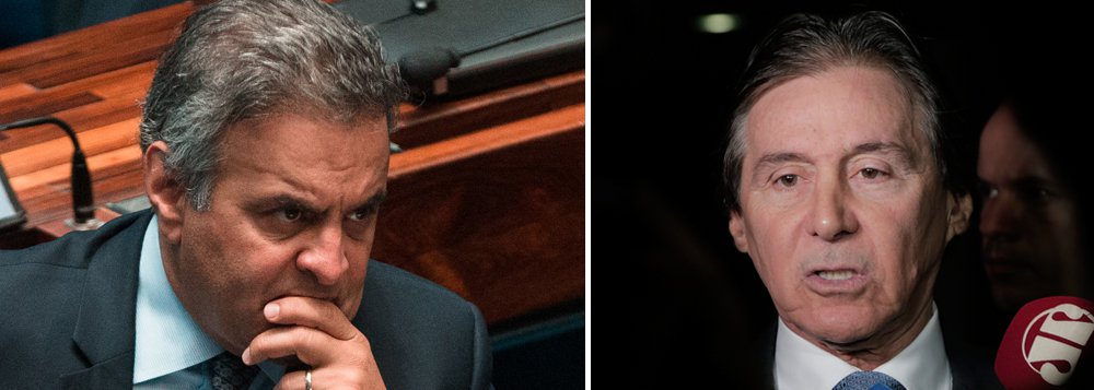 Depois de reportagens na imprensa apontarem que o senador Aécio Neves (PSDB-MG) continua com seu gabinete funcionando no Senado, apesar da determinação do ministro Edson Fachin, do STF, para que fosse afastado das atividades parlamentares, o presidente do Senado, Eunício Oliveira (PMDB-CE), comunicou ao Supremo que descontará as faltas no salário do tucano e sua verba indenizatória, além de ter recolhido o carro oficial usado por ele; o nome de Aécio também foi retirado do painel de votações da Casa; pedido de prisão contra o parlamentar, com base na delação premiada da JBS na Lava Jato, será julgado no dia 20