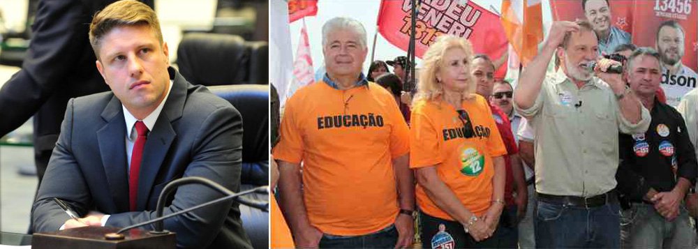 Deputado estadual Requião Filho (PMDB) defendeu a composição entre o senador Roberto Requião (PMDB) — disputando o governo do Paraná — e Osmar Dias (PDT) na vice; Filho disse acreditar na viabilidade da dupla por terem uma "ideologia programática semelhante" e porque "seria uma junção de bandeiras"; parlamentar disse, ainda, que o eventual apoio do PT à candidatura do pai trará mais vantagens do que desvantagens, a começar pela aguerrida militância petista