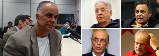 O acordo de delação premiada fechado com a Polícia Federal pelo empresário Marcos Valério, que já cumpre pena pela condenação no caso do 'mensalão', deve atingir diversos tucanos – os senadores Aécio Neves (PSDB-MG) e José Serra (PSDB-MG), o ex-presidente Fernando Henrique Cardoso e o ex-governador de Minas Eduardo Azeredo –, além do ex-presidente Lula; o acordo foi rejeitado pela Procuradoria Geral da República