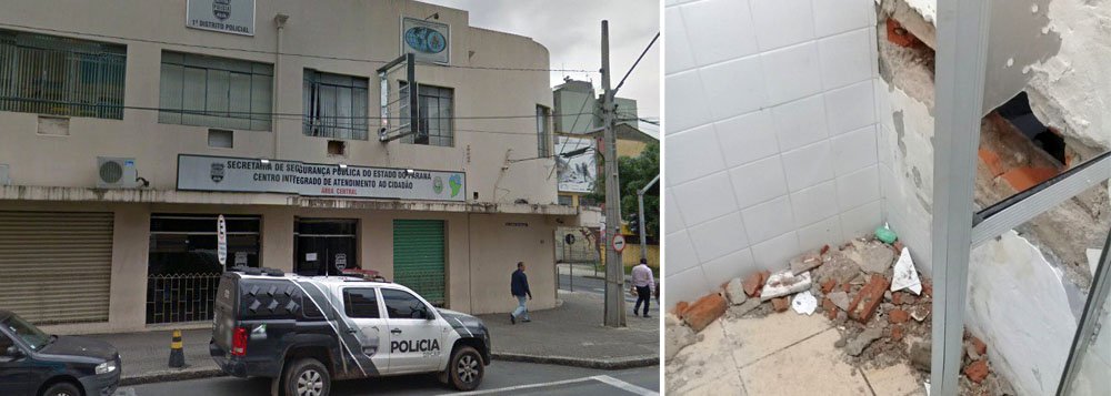 
Dezoito presos fugiram, na madrugada desta segunda-feira (22), do 1º Distrito Policial, no Centro de Curitiba; segundo a Polícia Civil, o local tem capacidade para quatro detentos, mas estava com com 33
