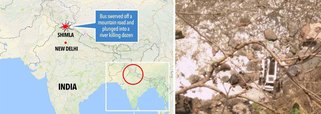 Pelo menos 41 pessoas morreram na queda de um ônibus em um penhasco, no estado de Himachal Pradesh, no norte da Índia; acidente, que deixou dezenas de feridos, aconteceu quando o veículo saiu da estrada e caiu em um penhasco localizado entre os distritos de Sirmaur e Shimla