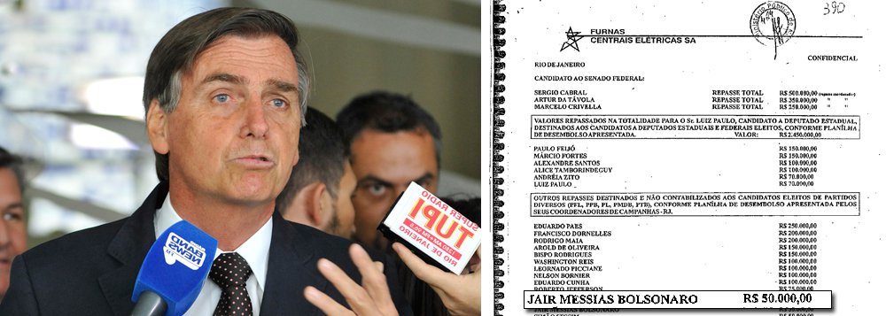 Jornalista Kiko Nogueira, do Diário do Centro do Mundo, comentou a informação de que o nome do deputado Jair Bolsonaro (PSC-RJ) consta na chamada Lista de Furnas, como destinatário de R$ 50 mil; "Bolsonaro age como se fosse uma virgem no bordel. Ele era do Partido Progressista, o que mais aparecia, proporcionalmente, nas investigações da Lava Jato — mas sua campanha era irrigada com boas vibrações do espírito santo. Na semana passada, a Justiça declarou o bloqueio de meio bilhão de reais do PP", afirma