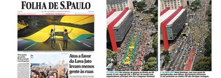 Jornalista Fernando Brito diz que o jornal de Otávio Frias Filho noticiou com "indisfarçável tristeza", que "Atos a favor da Lava Jato levam menos gente às ruas"; "Dentro, uma grande e competente turma de repórteres tem, no máximo, 60 linhas para explicar que não houve cálculo da quantidade de pessoas presentes, exceto pelos organizadores, que as estimaram em 15 mil. Como o boi sempre engorda com o olho do dono, dê-se por 5 mil e estará de bom tamanho. A matéria registra que no dia 13 de março de 2016, os 'coxinhas' reuniram 500 mil, nas precisas contas do Datafolha", diz Brito