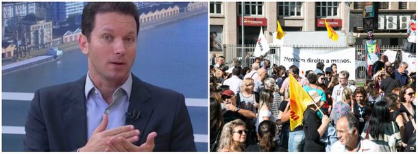 Um grupo de servidores municipais de Porto Alegre chegou ao Paço Municipal fizeram ato do primeiro dia de paralisações gerais do funcionalismo local contra a gestão do prefeito Nelson Marchezan Jr. (PSDB); segundo eles, Marchezan “maquia os números” para aumentar a crise nas finanças municipais e justificar na imprensa cortes e as ameaças de parcelamento de salários dos servidores; diretora-geral do Sindicato dos Municipários (Simpa), Luciane Pereira afirma que “ele culpabiliza o servidor e o serviço público de um déficit da Prefeitura. Continuam as ameaças de parcelamento do salário, o desmantelamento da assistência social, na educação há ainda uma grande dificuldade de construir um diálogo que possa construir uma proposta que dê conta da qualidade do ensino”