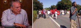 Um grupo de pessoas do Movimento dos Trabalhadores Rurais Sem Terra (MST) iniciou um protesto, em Uberaba (MG), pedindo a saída de Michel Temer e a retomada da reforma agrária; os manifestantes também são contrários à reforma da Previdência; segundo o MST, esta segunda é o dia internacional da luta camponesa e são lembrados os 21 anos do massacre em Eldorado dos Carajás (PA)