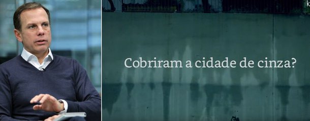 Na campanha para divulgar o e-reader Kindle, a Amazon questiona os muros cinzentos da cidade, pintados a mando do prefeito João Doria; filmado à noite, o vídeo começa com a pergunta: “Cobriram a cidade de cinza?”; em seguida, citações de escritores famosos aparecem projetadas nas paredes; "A Amazon feriu Doria no lugar que mais lhe dói, depois do bolso: o ego. João Doria é um narcisista. Não pode ser contrariado. O que não é espelho não serve", diz Kiko Nogueira, no Diário do Centro do Mundo