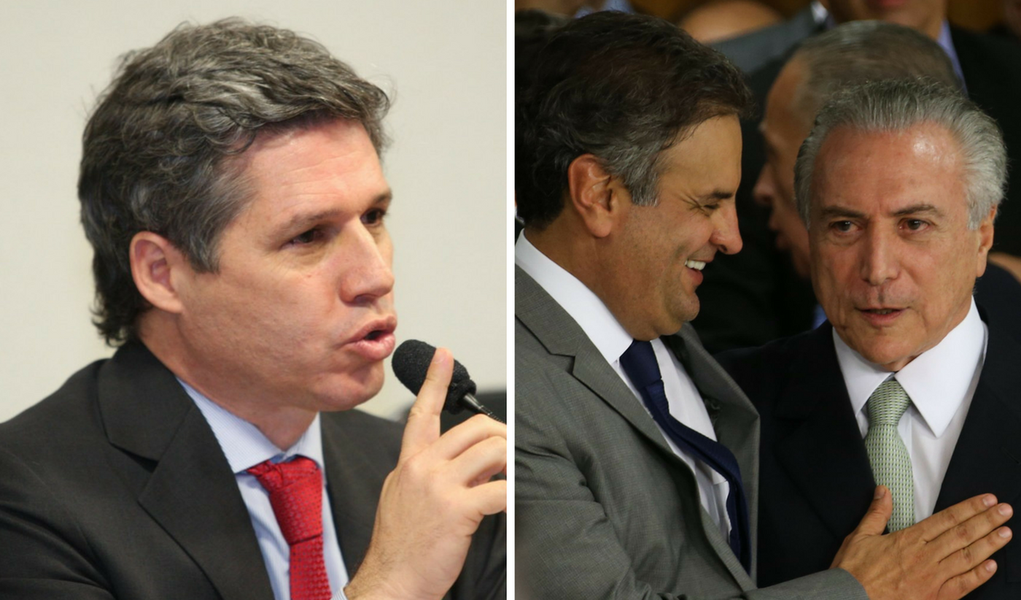 O deputado federal Paulo Teixeira (PT-SP) usou seu perfil no Twitter para pedir a prisão do senador Aécio Neves (PSDB-MG), gravado por Joesley Batista pedindo R$ 2 milhões em propina; "Janot tem provas suficientes para pedir a prisão de Temer e Aécio. Do contrário, estará prevaricando", diz o parlamentar