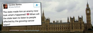Candidata a ser membro do parlamento inglês pelo UKIP (partido da independência do Reino Unido), Caroline Santos, fez uma declaraçāo chocante nesta quinta-feira 4, de acordo com o jornal inglês The Independent; "O Islã é um tumor canceroso", afirmou Caroline que, posteriormente, teve de se explicar