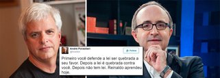 "Primeiro você defende a lei ser quebrada a seu favor. Depois a lei é quebrada contra você. Depois não tem lei. Reinaldo aprendeu hoje", escreveu o jornalista André Forastieri