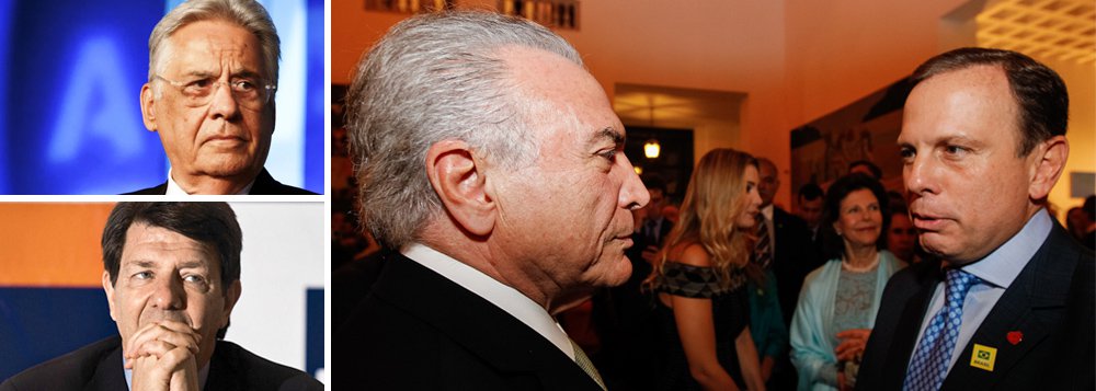 Jornalista Fernando Brito lembra que ontem, em Lisboa, Fernando Henrique Cardoso disse que só a legitimidade do voto dá "condições para o poder ser exercido com a estabilidade necessária para cuidar das coisas que contam para o povo", nunca estocada em Michel Temer; já hoje o presidente do Itaú, Roberto Setúbal, emendou que a "política é para políticos" e que "não dá para imaginar que um gestor competente vai solucionar os problemas do Brasil", numa menção indireta ao prefetio João Doria (PSDB); "Um país sem instituições políticas, ou ao menos com elas exibidas publicamente como se fosse o valhacouto apenas dos piores bandidos, está sujeito a toda sorte de aventureiros", diz Brito