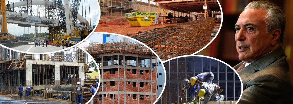 No aniversário de um ano do golpe que levou Michel Temer ao poder, as construtoras não têm o que comemorar; com o setor da construção civil arrasado, os resultados do primeiro trimestre apresentados pelas incorporadoras de capital aberto apontam que a receita setorial caiu e o resultado líquido piorou; com a queda acumulada de lançamentos nos últimos anos, o número de obras diminuiu bastante, resultando em menos composição da receita, que passou a ser mais dependente da venda de unidades já prontas; de janeiro a março, as principais incorporadoras do setor tiveram prejuízo líquido consolidado de R$ 582,4 milhões, 40% maior do que a perda registrada um ano antes; a receita líquida caiu 16%, para R$ 3,539 bilhões