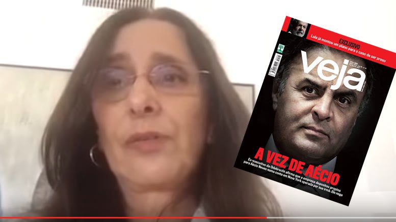 montagem Andrea Neves, capa de Veja, artigo de Cássio Vilela Prado: A negação da realidade