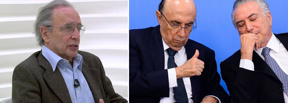 Jornalista Janio de Freitas disse neste domingo, 2, que Michel Temer e seu ministro da Fazenda, Henrique Meirelles, estão "perdidos" na condução do País diante da pior recessão econômica da história brasileira; segundo ele, na história brasileira, não há nada semelhante a esse governo que perde, em sua média, um figurão por mês, levado por acusação de improbidade; "Devastado pelos bandoleiros dos subornos, negociatas, desfalques, e estelionatos com nome de 'sobras de campanha', este país agora está sofre a ameaça de ser destroçado por um governo de ineptos, protegido em troca de alguns retrocessos de legislação"