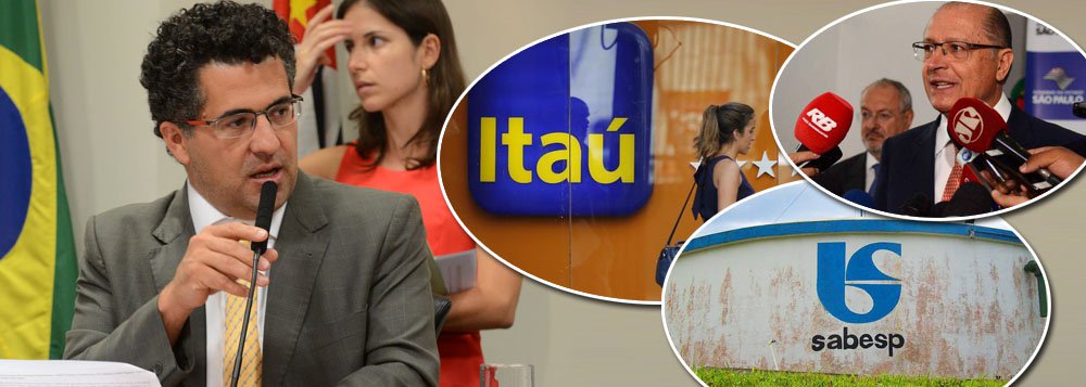 Deputado estadual Alencar Santana Braga, líder do PT na Assembleia Legislativa, afirmou que "o banco foi rapidamente contratado para a vender ao menos R$ 5 bi em ações da Sabesp", no governo Geraldo Alckmin; "No entanto, ninguém fala na melhora dos serviços à população e no tratamento do esgoto, prometidos pelo próprio Alckmin. Essa gente só se importa mesmo é com dinheiro..."