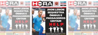 Após apurar que o nome do jovem que sequestrou um ônibus esta semana no Rio de  Janeiro era Jhon Lenon, o irreverente diário carioca  Meia Hora não foi pra menos e tascou a manchete: "Jhon Lenon sequestra ônibus e passageiros gritam HELP"; otítulo é seguido por imagem do famoso álbum em que os músicos aparecem fazendo a sinalização universal de pedido de socorro; imagem bombou na internet