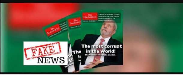 Uma imagem circula em grupos de WhatsApp com a notícia de que o ex-presidente Luiz Inácio Lula da Silva foi eleito pela revista "The Economist" "o presidente mais corrupto da história mundial"; trata-se de uma mentira: a imagem com o petista na capa da revista é falsa; as duas últimas capas da revista, publicadas em agosto (12 e 17) são com o presidente norte-americano Donald Trump e motores de ignição
 
 