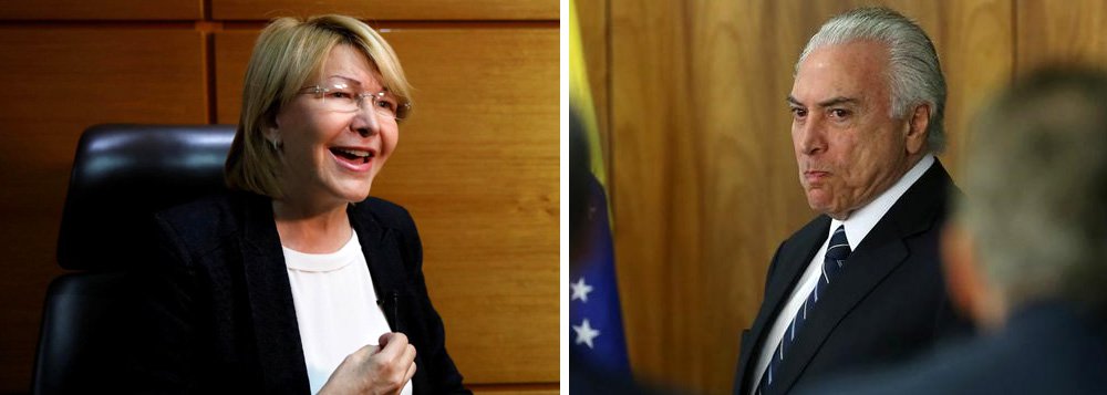 Para o colunista do Brasil 247 Alex Solnik, a saída do país da procuradora Geral da República da Venezuela, Luisa Ortega Díaz, que foi destituída de seu cargo, pela Assembleia Nacional Constituinte em substituição ao Congresso anterior, deverá resultar em um pedido de asilo ao governo Michel Temer; "Ela chegou a Brasília esta manhã, convidada pelo Procurador Rodrigo Janot para participar de uma reunião de Procuradores de toda a América Latina. Um convite que beira o absurdo. Se ela não é mais a Procuradora da Venezuela não poderia falar em nome do seu país num encontro desse tipo"; ressalta o colunista; "O ministro Aloysio Nunes Ferreira deverá aplaudir e aconselhar Temer a conceder o "asilo humanitário"", completa