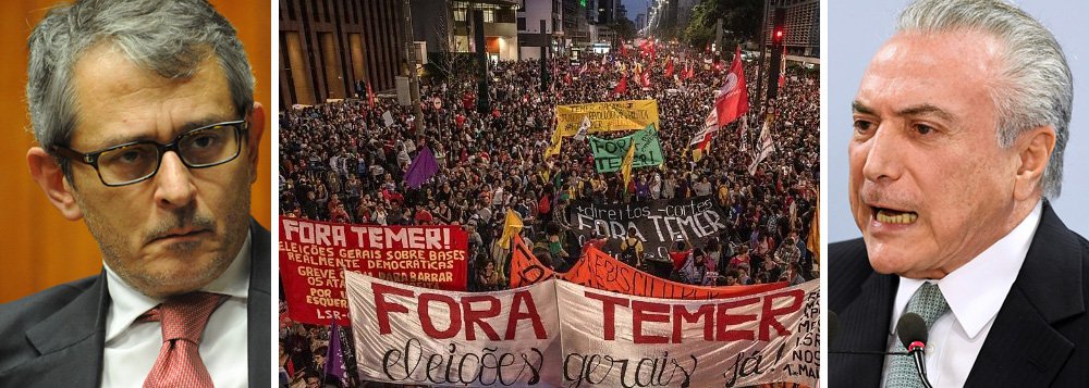 O empresário Otávio Frias Filho, que comprou uma perícia amadora para tentar salvar Michel Temer, agora reconhece, em editorial, que ele está por um fio; "Sua tarefa, dificílima, é contestar os indícios e procedimentos que motivaram um inquérito contra si e, mais relevante de um ponto de vista pragmático, evitar a debandada de sua coalizão parlamentar", diz o texto